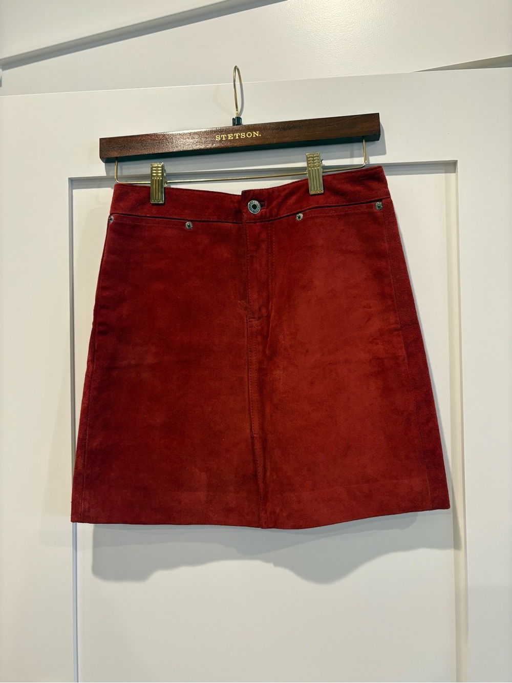 GAP Women's Red Suede A-Line Mini Skirt - Picture 1 of 5
